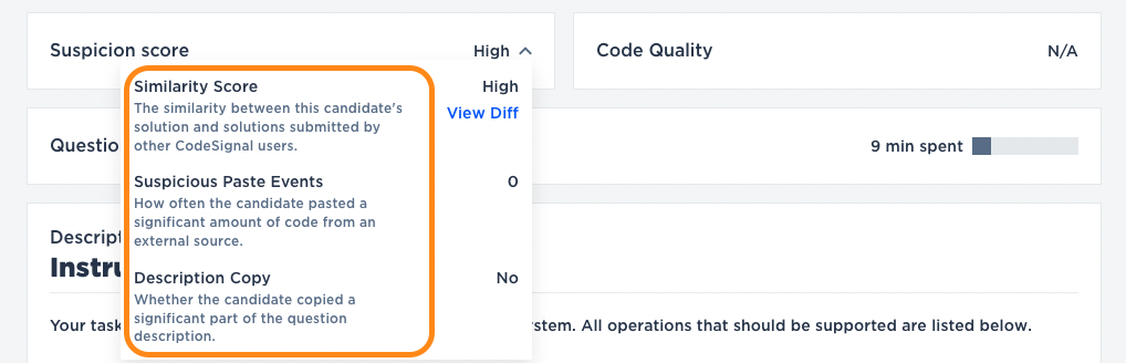 Suspicion score screenshot