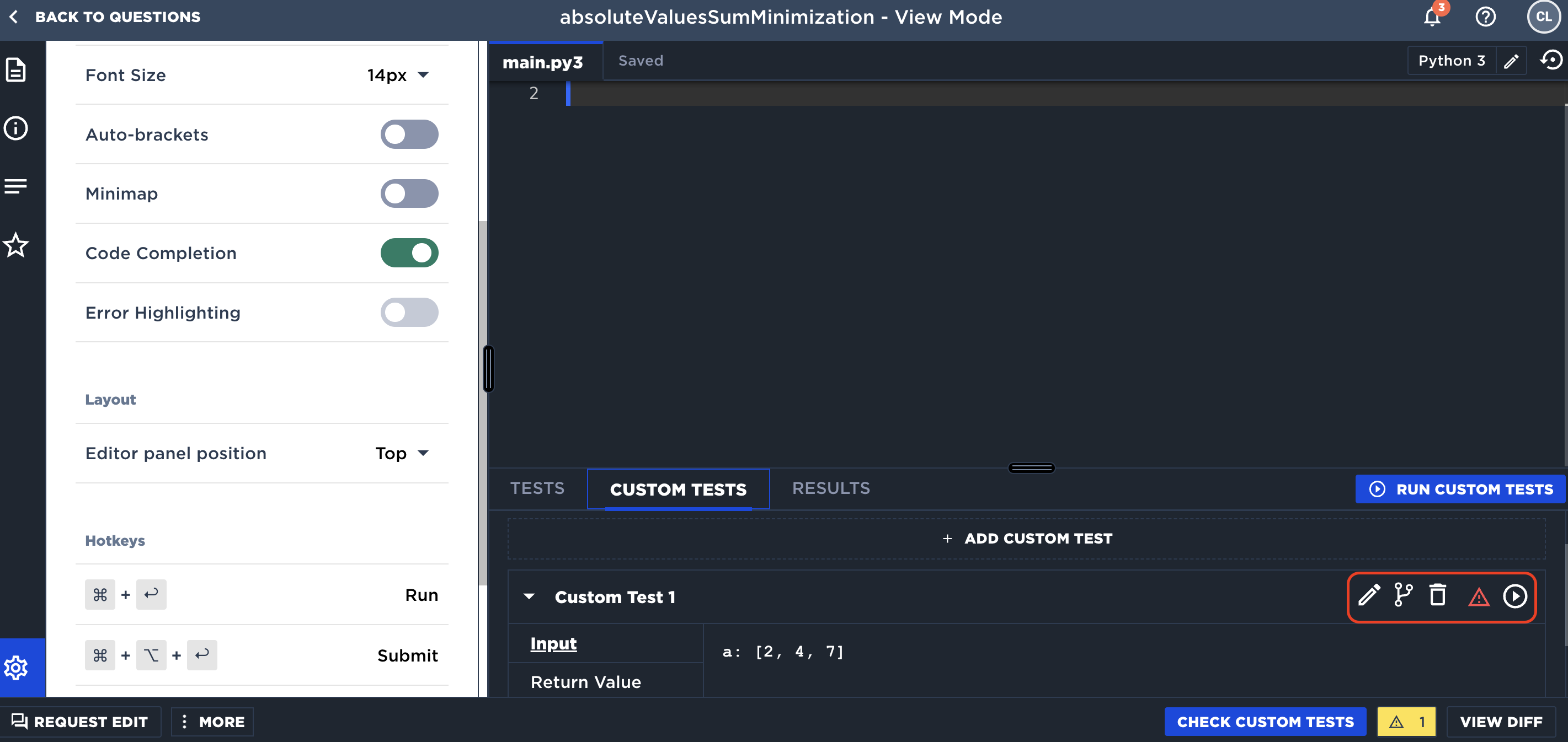 Creating custom test cases for single-function questions